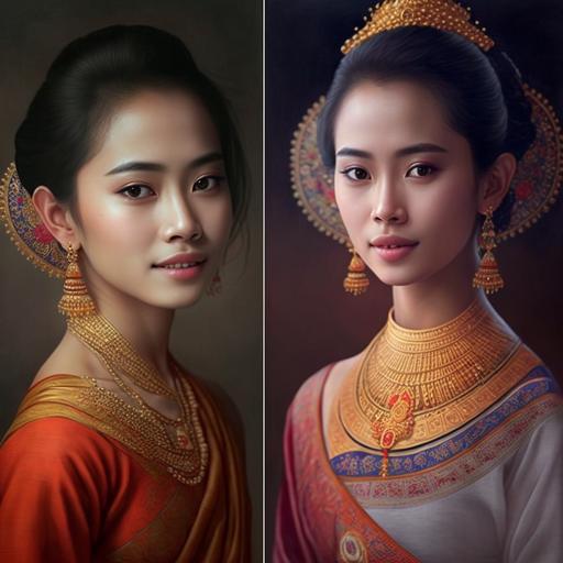 beautiful and very attractive women of Thailand wearing traditional dress
