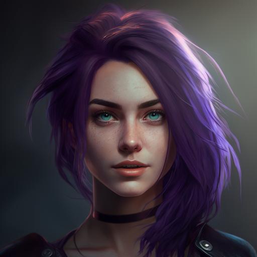 beautiful girl, realistic, hd, 4k, looks like streamer, purple hair