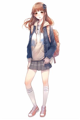 beautiful manga style girl, school outfit, full body, beauty, soft, hd, photo-realistic by watercolored pencil, ultra detailed, maximalism --ar 2:3 --q 5 --v 5