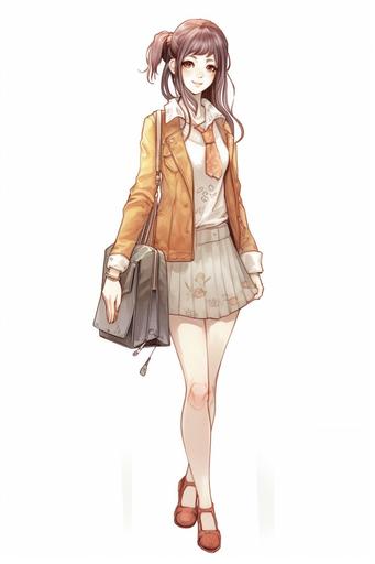 beautiful manga style girl, school outfit, full body, beauty, soft, hd, photo-realistic by watercolored pencil, ultra detailed, maximalism --ar 2:3 --q 5 --v 5