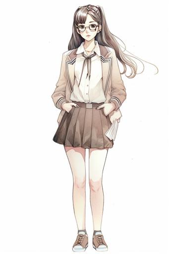 beautiful manga style girl, school outfit, full body, beauty, soft, hd, photo-realistic by watercolored pencil, ultra detailed, maximalism --ar 2:3 --q 5 --v 5