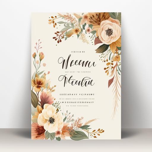 beautiful minimalistic boho floral wedding welcome poster template