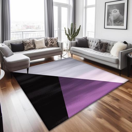 beautiful turkish carpet, vantablack and dark gray and white and purple, flat, ace pride flag