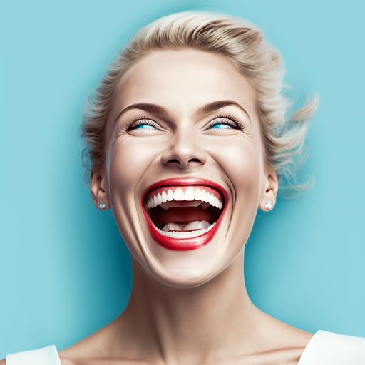 beautiful women, white teeth, big smile, advert for tooth whitening.ar 2:3