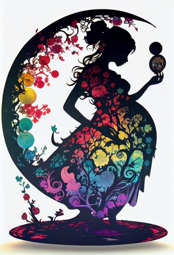 beauty silhouette pregnant 8 months women, masterpiece, By Jean-Baptiste Monge, Takashi Murakami, Yoh Nagao, silhouettepunk, lisa frank paper art --ar 2:3 --upbeta --q 2 --v 4