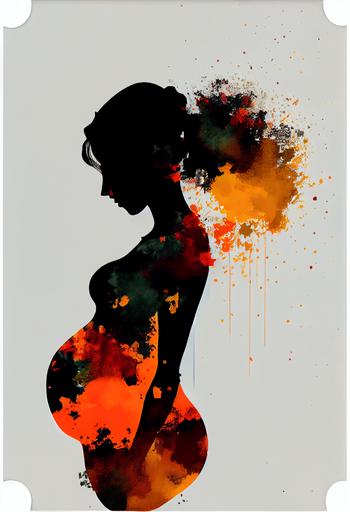 beauty silhouette pregnant 8 months women, silhouette abstract, flamboyant, extravagant, eccentric, minimalist, minimalism, minimal --ar 2:3 --upbeta --q 2 --v 4