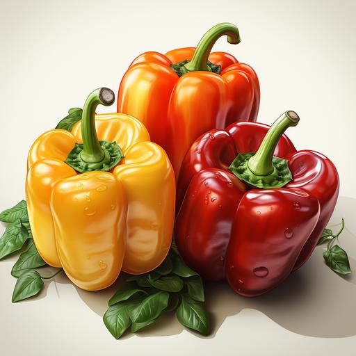 bell peppers, cartoon, white background --s 750