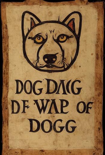 beware of dog sign, 14th century, 15th century, fantasy themed, warning, parchment, posted to a sign board --ar 2:3 --upbeta --test --creative --upbeta --upbeta