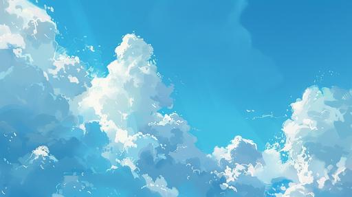 big blue sky, digital painting, minimal clouds, tiny puffy clouds --ar 16:9