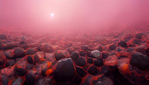 big fluorescent pink fishnet falling from the sky into a black volcanic environment, 8k ultra high resolution, super detail, volumetric lighting, super realistic, super clarity, wide angle, octane visualization, photorealism, hyper realistic,:: ultra wide angle lens::1 --h 2160 --w 3840 --upbeta