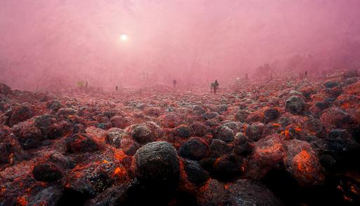 big fluorescent pink fishnet falling from the sky into a black volcanic environment, 8k ultra high resolution, super detail, volumetric lighting, super realistic, super clarity, wide angle, octane visualization, photorealism, hyper realistic,:: ultra wide angle lens::1 --h 2160 --w 3840