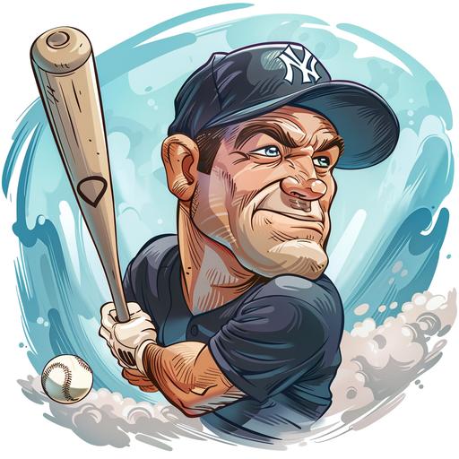 big head cartoon of a baseball player swinging a bat at the point of making contact with the ball --v 6.0
