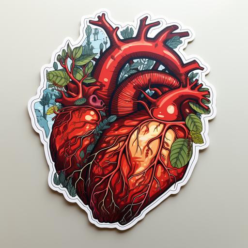 biological accurate heart, sticker, comic style --s 250