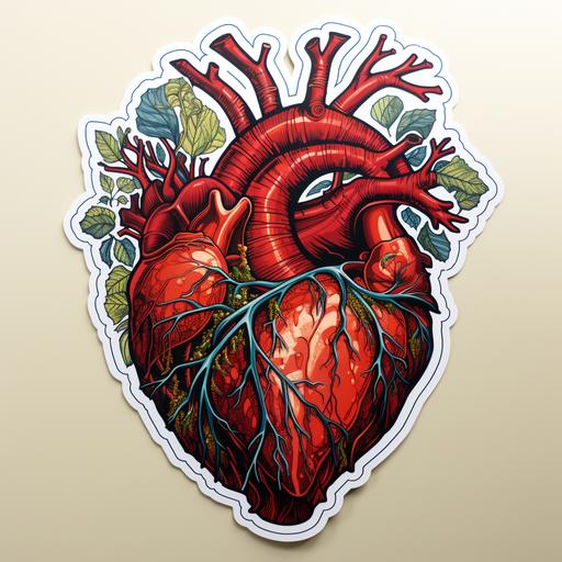 biological accurate heart, sticker, comic style --s 250