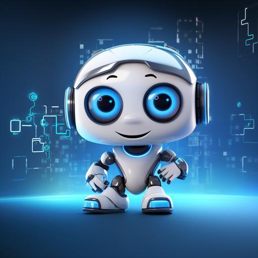high-resolution photos of a chat bot, happy to answer question as cartoon