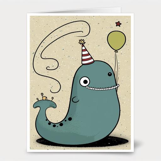 birthday card with cute smiling happy cartoon slug