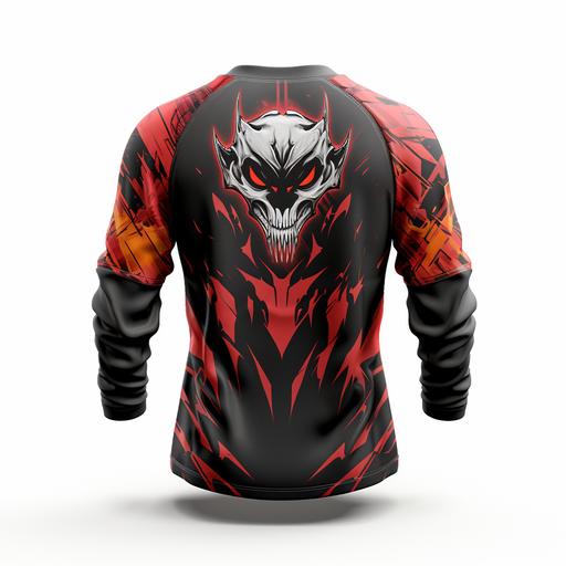black and red motocross jersey back view with joker face in the jersey, 3d, render, white background