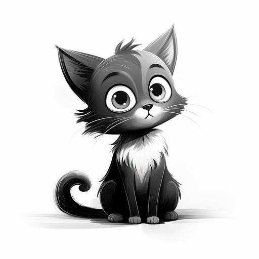 black and white cat for a cartoon book