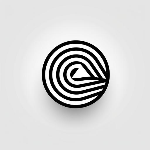 black and white circle logo with lines