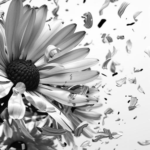 black and white, coloring page, flower petals floating in the wind-- ar 9:11