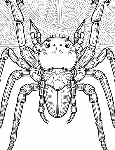 black and white coloring pages for kids, Bugs, spiders, and insects, cartoon style, thick lines, low detail, no shading, --ar 85:110
