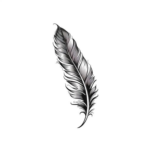 black and white feather, tattoo design, thick outlines, minimal