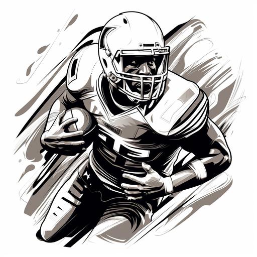 black and white football player outline thick lines