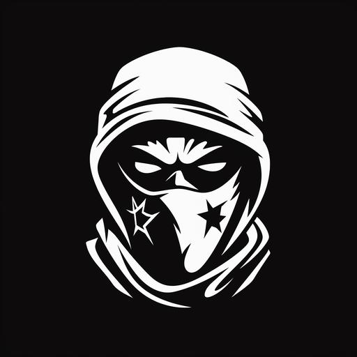 black and white logo, robber, ski mask, logo style