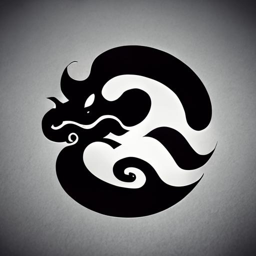 black and white logotype with chinese dragon driving a car