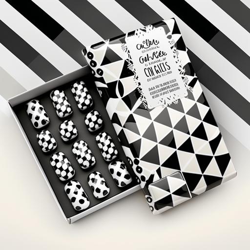 black and white packaging box press on nails fake nails pattern texture