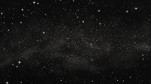 black and white pencil sketch of stars against night sky, mostly black night sky, very little white. retro 1970s, minimalistic, --ar 16:9