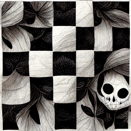 black and white skull plaid pattern