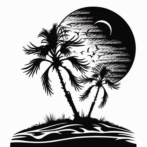black and white tall palm tree beach dunes logo no text