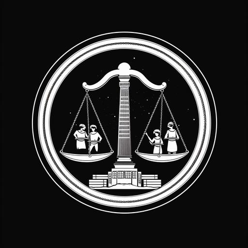 :black and white with clean lines economic justice logo for an organization that is working on lifting children out of poverty, tax credits, child tax credits