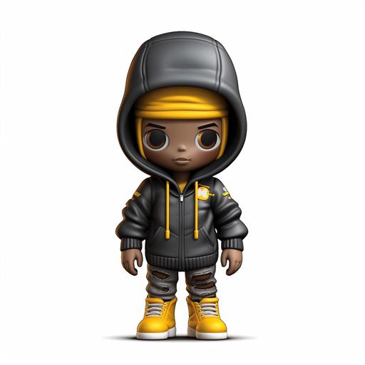 black and yellow animated cartoon character wearing a hoodie on white background