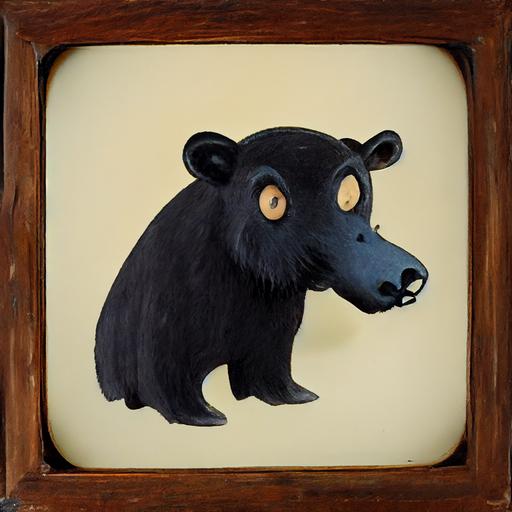 black bear taxidermy head mount, in 1950’s cartoon style --upbeta