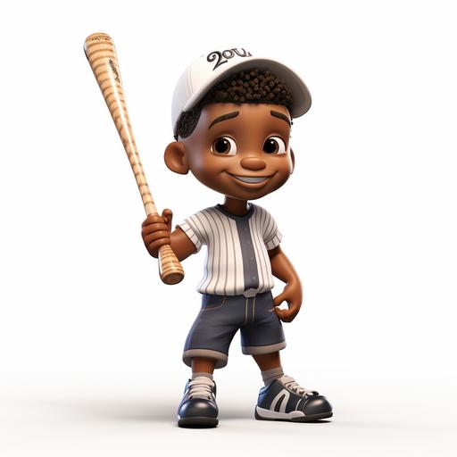 black boy getting ready to swing baseball bat white background animated