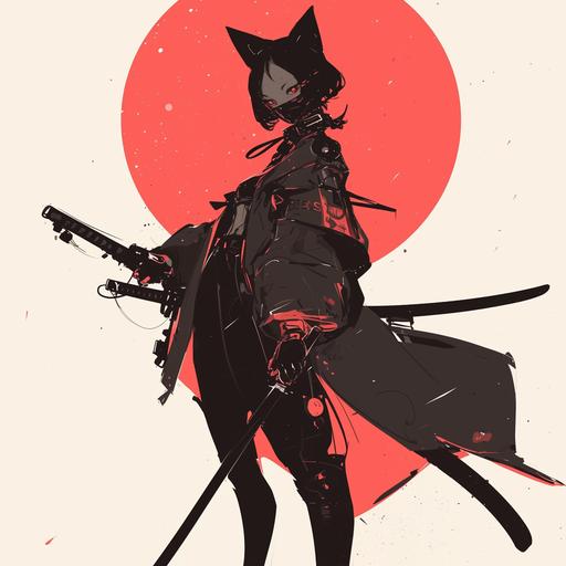 black cat ninja, metropolitan dystopia, neo-noir art deco clothing, high contrast --ar 1:1 --niji 6