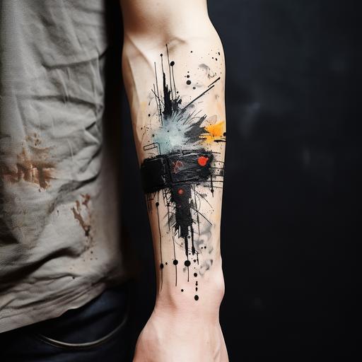 black in arm band tattoo paint strokes --s 250