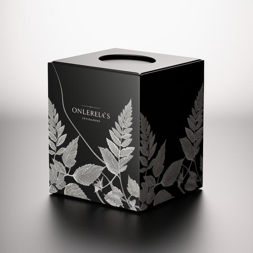 black metal cube kleenex box concept mockup, natural lighting