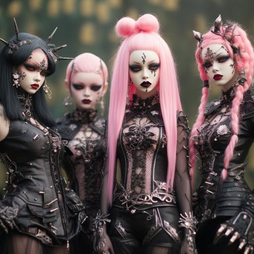 black metal style pinkcore barbiegirl crosets