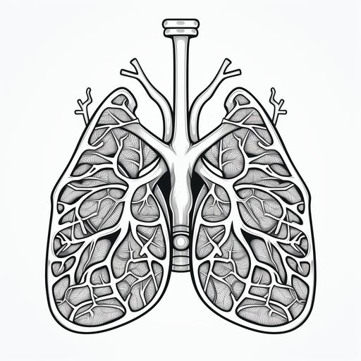 black outline of cartoon human lungs and a stethoscope around it