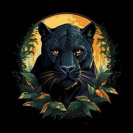 black panther vintage t-shirt design, high quality, black background
