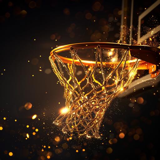 blackl background golden basketball hoop