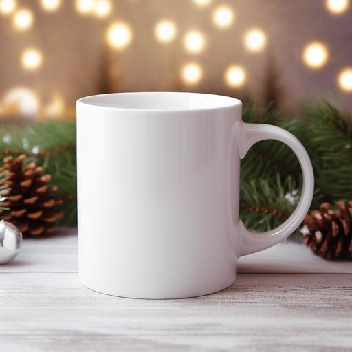 blank white 11oz mug mockup, not text, mockup, christmas time, HD --v 5.2