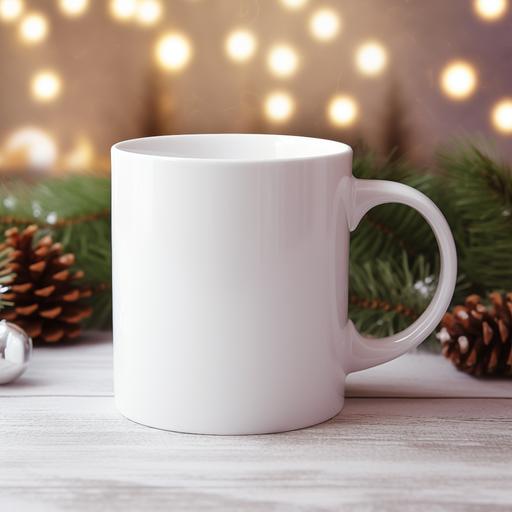 blank white 11oz mug mockup, not text, mockup, christmas time, HD --v 5.2