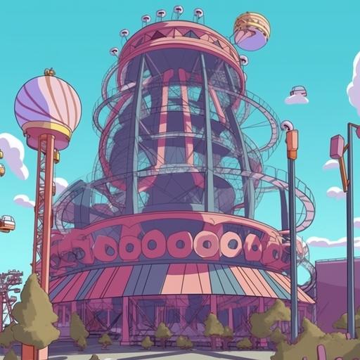blob:https://discord.com/54c91760-4498-44ed-a37a-00d76adba544 Segpunk-style amusement park, Ferris wheel roller coaster, cartoon style, futuristic, big scene, high-definition picture quality--V5 --s 750