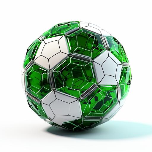 blockchain white background green blocks soccer ball