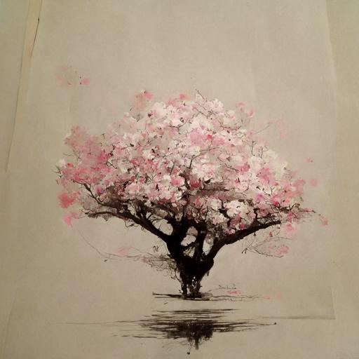 cherry blossom tree soft drawing