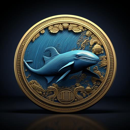 blue 3d coin with blue whale